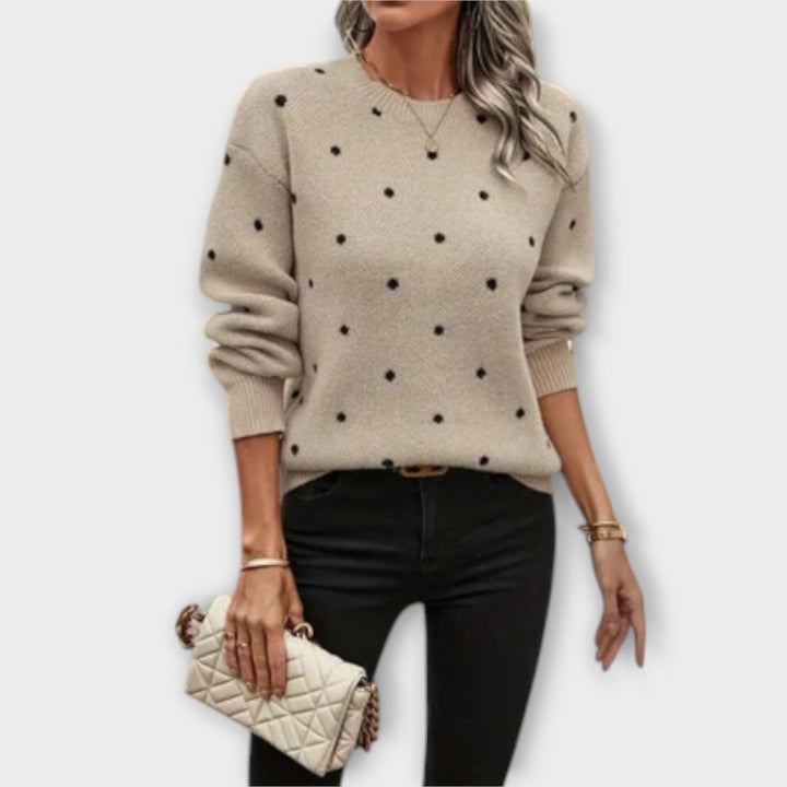 Ava – Maglione a Maniche Lunghe Casual in Maglia con Motivo a Pois