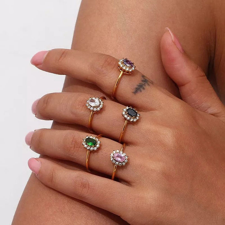 Amaryelle | Anello in Zirconia Verde in Oro 18K