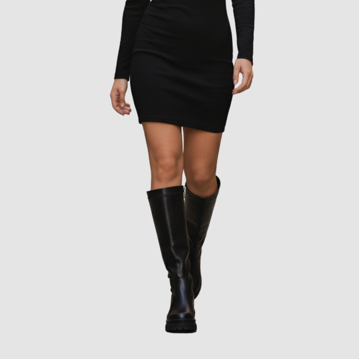 Diana - Stivali alti in pelle nera