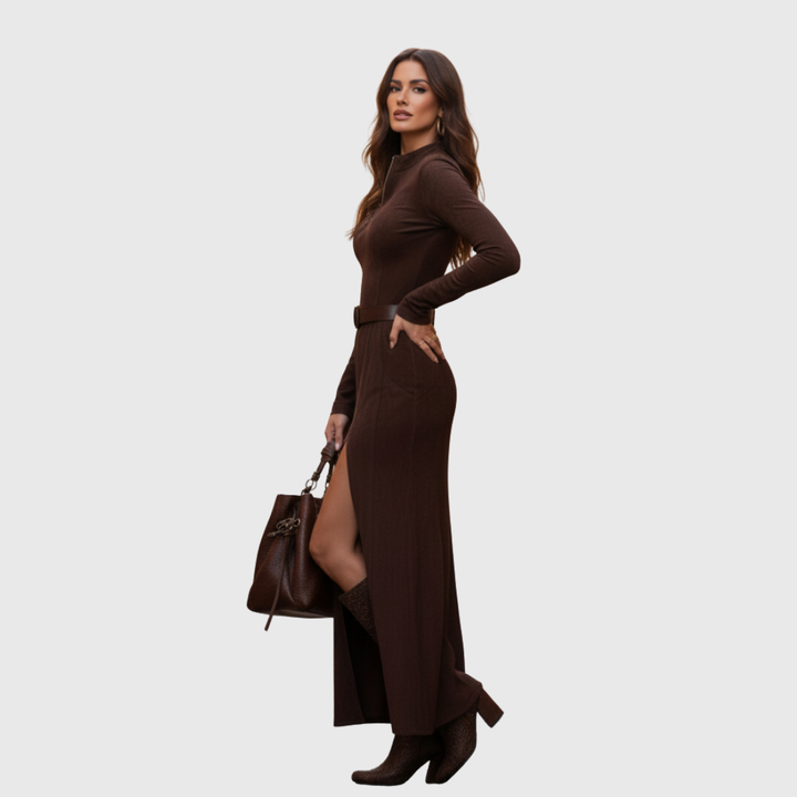 Valentina – Abito in Suede con Zip e Cintura