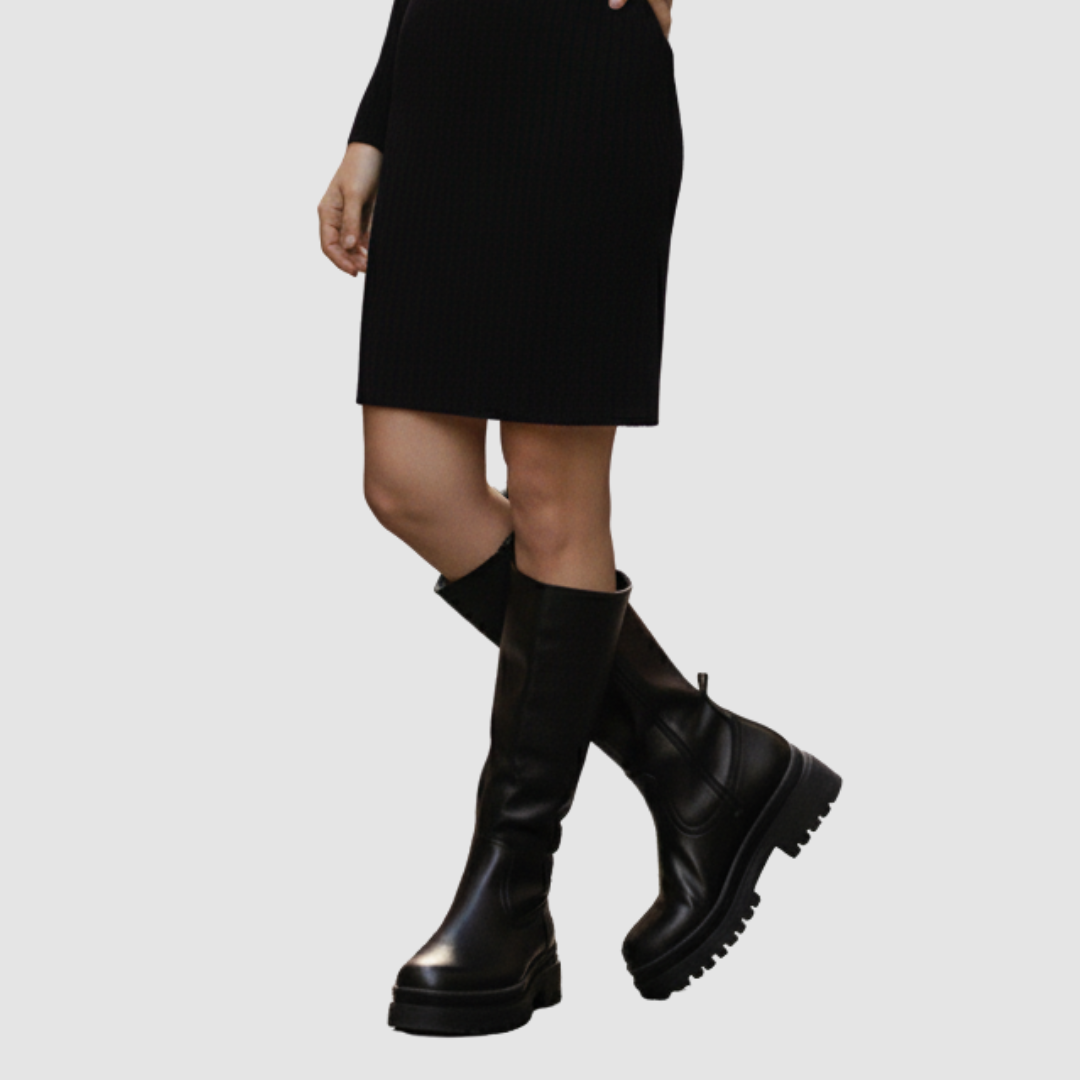 Diana - Stivali alti in pelle nera