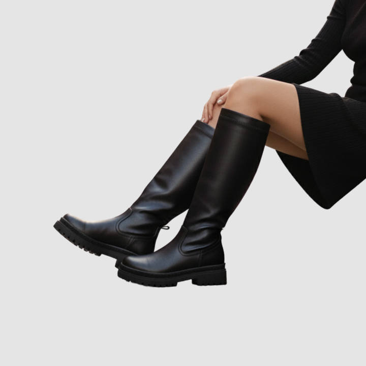 Diana - Stivali alti in pelle nera