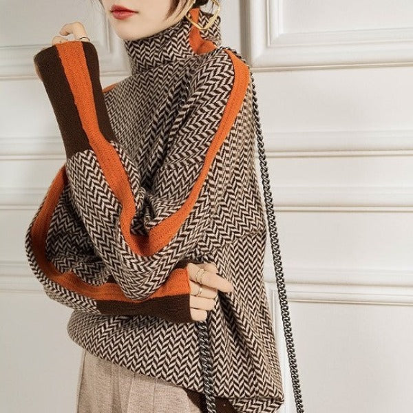 Beatriz | Maglione a collo alto con righe a contrasto vistose