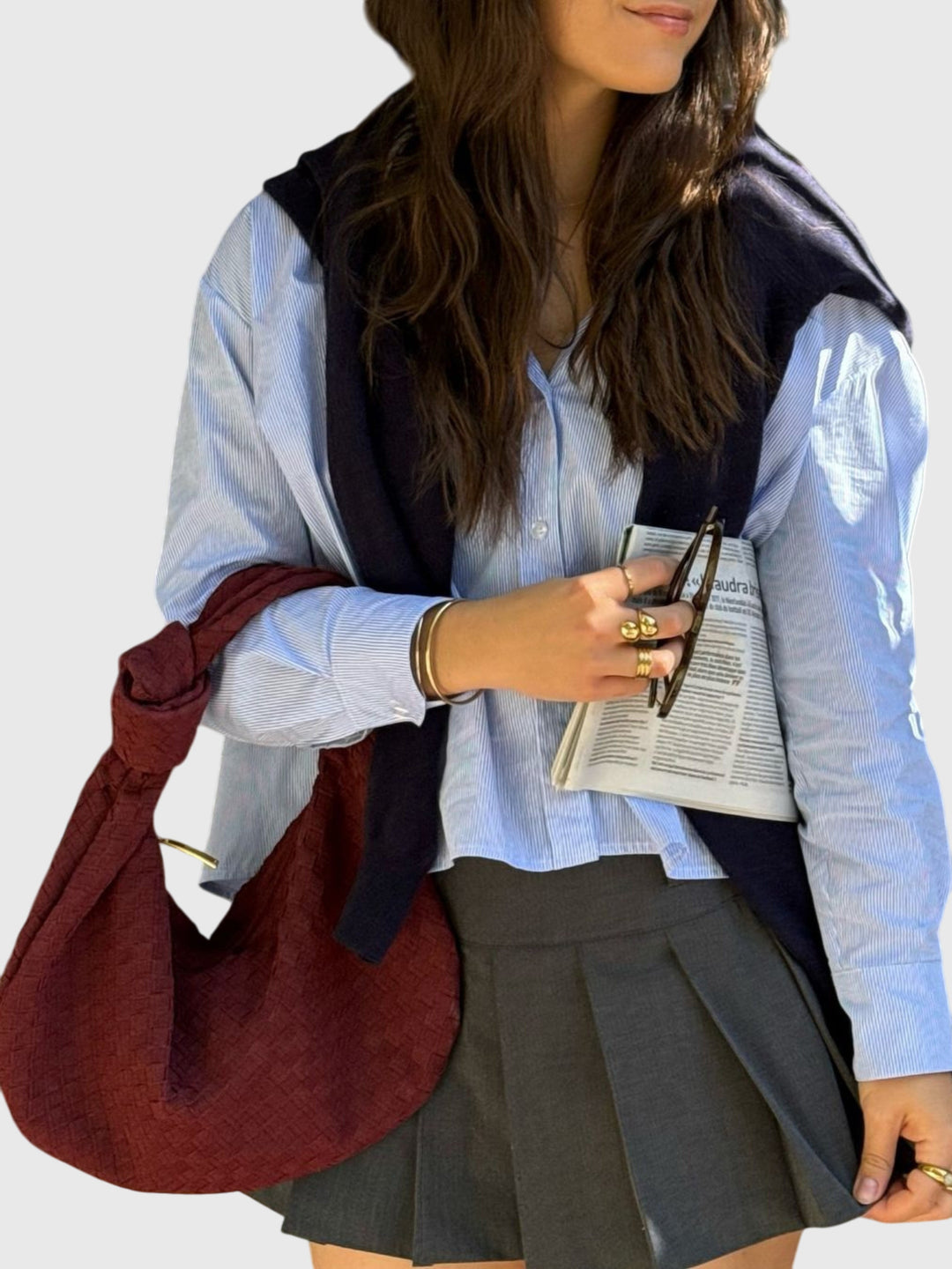 Celeste | Borsa Media Suede Intrecciata con Nodo